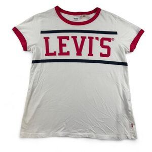 Levi’s Retro Mini Ringer Tee Women’s White & Red Ringer T-Shirt Size Large
